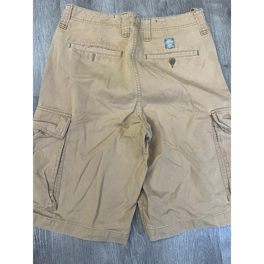 Polo Jeans Co Ralph Lauren Mens Khaki Tan‎ Cotton Twill Cargo Shorts Size 32